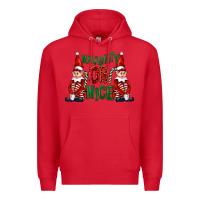 Red Naughty or nice christmas elfs Premium Hoodie - FaDigitalArtStudio