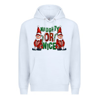 White Naughty or nice christmas elfs Premium Hoodie - FaDigitalArtStudio