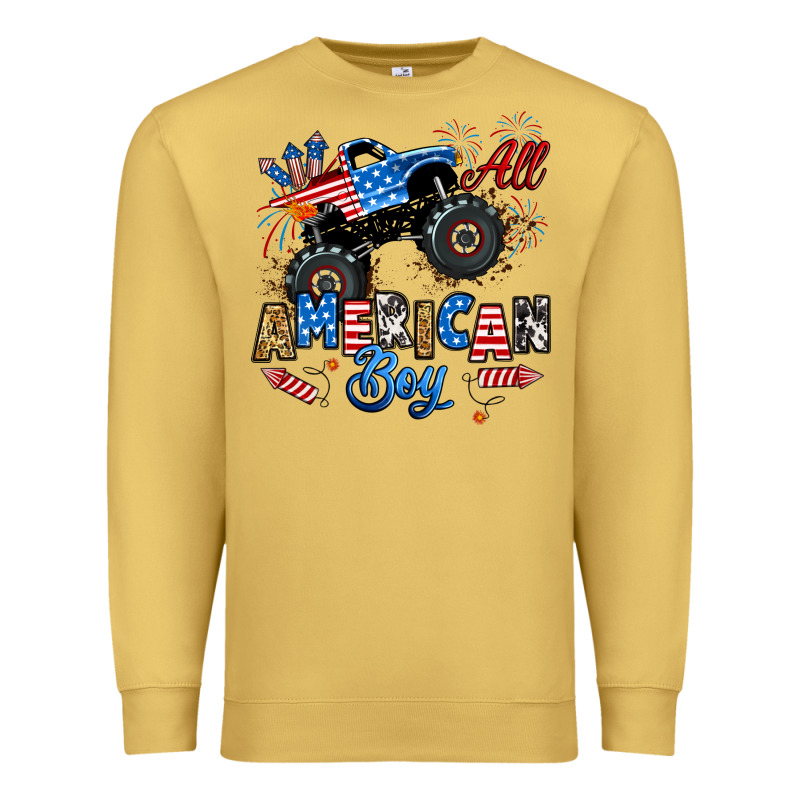 Fourth Of July Monster Truck All American Boy Premium Sweatshirt by RanaPortraitStore | Teevron