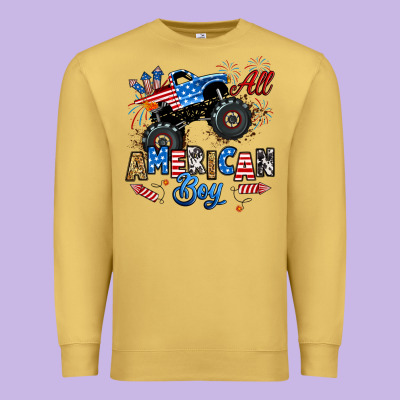 Premium Sweatshirt fourth of july monster truck all american boy