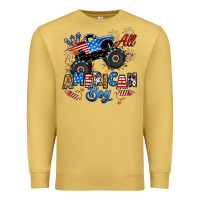 Antique Gold fourth of july monster truck all american boy Premium Sweatshirt - RanaPortraitStore