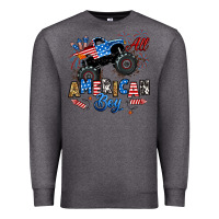 Charcoal Heather fourth of july monster truck all american boy Premium Sweatshirt - RanaPortraitStore