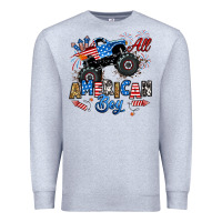 Heather Grey fourth of july monster truck all american boy Premium Sweatshirt - RanaPortraitStore