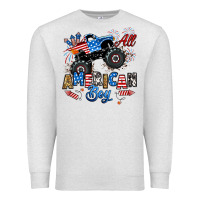 Oatmeal Heather fourth of july monster truck all american boy Premium Sweatshirt - RanaPortraitStore