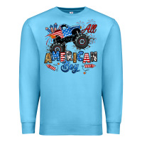 Ocean Blue fourth of july monster truck all american boy Premium Sweatshirt - RanaPortraitStore