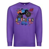 Purple fourth of july monster truck all american boy Premium Sweatshirt - RanaPortraitStore