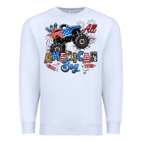 White fourth of july monster truck all american boy Premium Sweatshirt - RanaPortraitStore