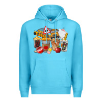 Ocean Blue School Bus Coffee Cups Premium Hoodie - FaDigitalArtStudio