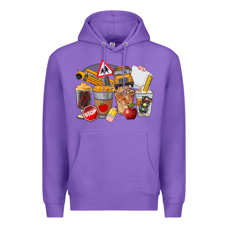 School Bus Coffee Cups Premium Hoodie by FaDigitalArtStudio | Teevron