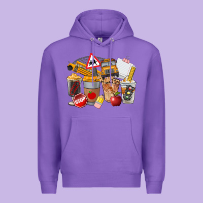 School Bus Coffee Cups Premium Hoodie Designed By Fadigitalartstudio