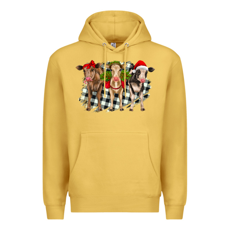 Christmas Heifers Front View Premium Hoodie by RanaPortraitStore | Teevron