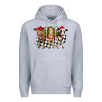 Heather Grey Christmas heifers front view Premium Hoodie - RanaPortraitStore