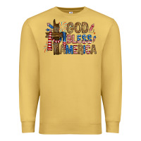 Antique Gold god  bless america with cross Premium Sweatshirt - RanaPortraitStore