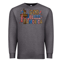 Charcoal Heather god  bless america with cross Premium Sweatshirt - RanaPortraitStore