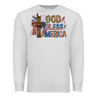 Dove Grey god  bless america with cross Premium Sweatshirt - RanaPortraitStore