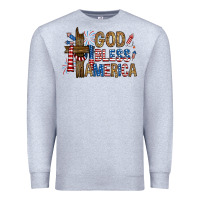 Heather Grey god  bless america with cross Premium Sweatshirt - RanaPortraitStore