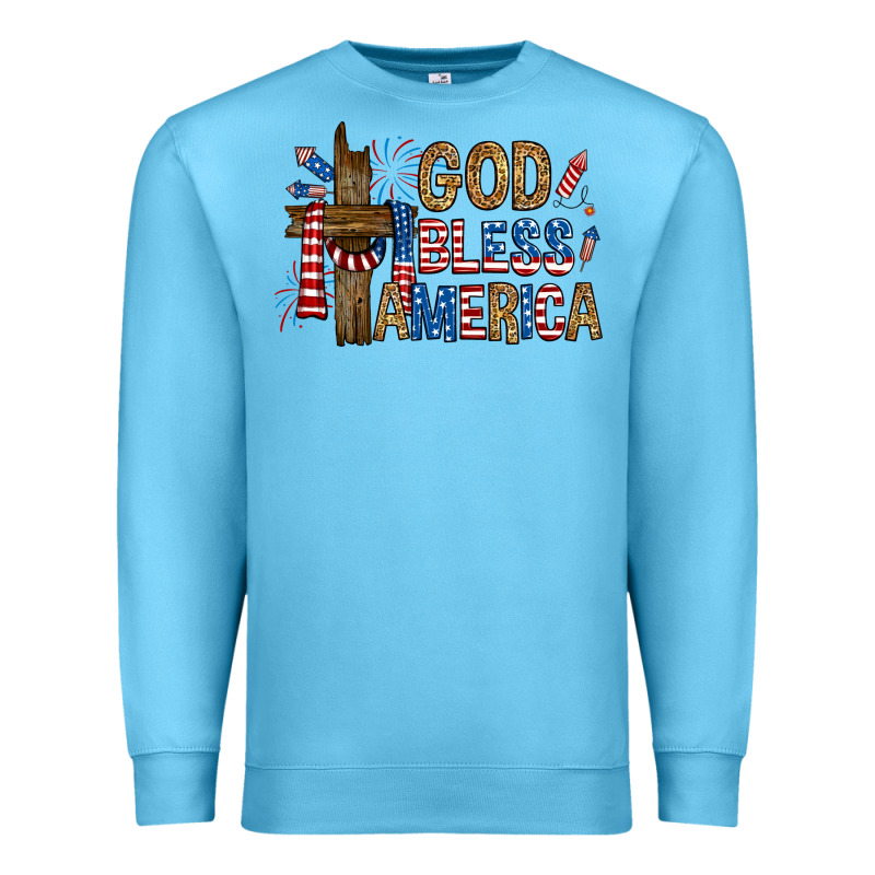 God  Bless America With Cross Premium Sweatshirt by RanaPortraitStore | Teevron