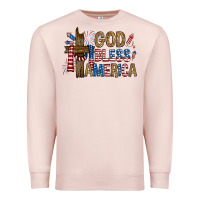 Pale Pink god  bless america with cross Premium Sweatshirt - RanaPortraitStore