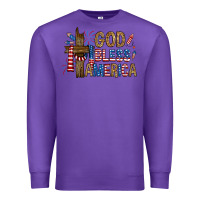 Purple god  bless america with cross Premium Sweatshirt - RanaPortraitStore