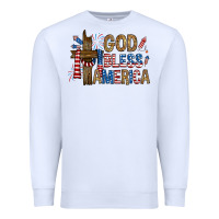 White god  bless america with cross Premium Sweatshirt - RanaPortraitStore
