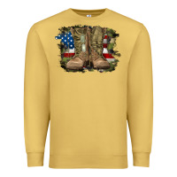 Antique Gold american flag with army boots Premium Sweatshirt - RanaPortraitStore