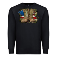 Black american flag with army boots Premium Sweatshirt - RanaPortraitStore