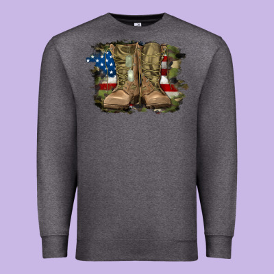 Premium Sweatshirt american flag with army boots