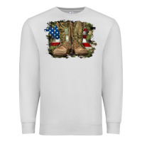 Dove Grey american flag with army boots Premium Sweatshirt - RanaPortraitStore