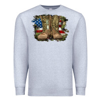 Heather Grey american flag with army boots Premium Sweatshirt - RanaPortraitStore