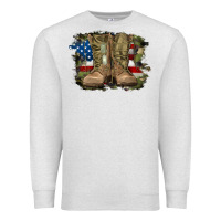Oatmeal Heather american flag with army boots Premium Sweatshirt - RanaPortraitStore
