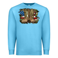 Ocean Blue american flag with army boots Premium Sweatshirt - RanaPortraitStore