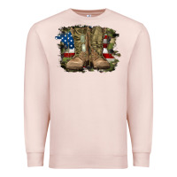 Pale Pink american flag with army boots Premium Sweatshirt - RanaPortraitStore