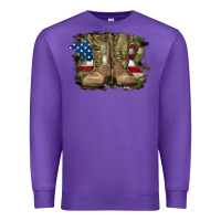 Purple american flag with army boots Premium Sweatshirt - RanaPortraitStore