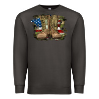 Smoke american flag with army boots Premium Sweatshirt - RanaPortraitStore