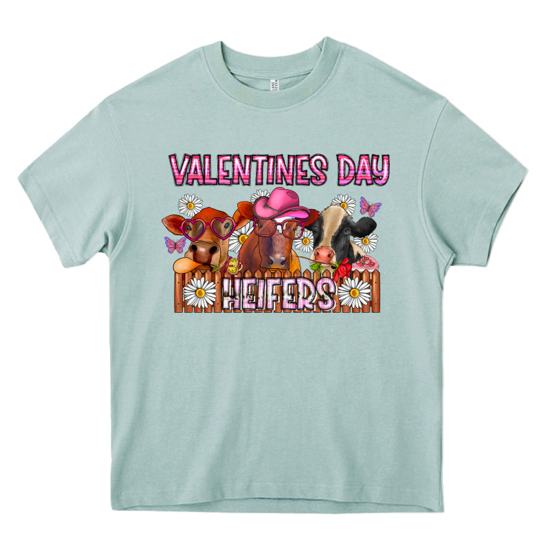 Valentines Day Heifers Heavy Core Tee by CowhideDigitalArt | Teevron