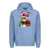 Colony Blue Santa claus in a coffee cup Premium Hoodie - FaDigitalArtStudio