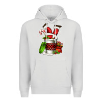 Dove Grey Santa claus in a coffee cup Premium Hoodie - FaDigitalArtStudio