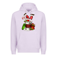 Lilac Santa claus in a coffee cup Premium Hoodie - FaDigitalArtStudio