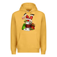 Mustard Santa claus in a coffee cup Premium Hoodie - FaDigitalArtStudio