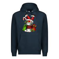 Navy Santa claus in a coffee cup Premium Hoodie - FaDigitalArtStudio