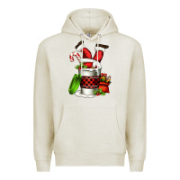 Oatmeal Heather Santa claus in a coffee cup Premium Hoodie - FaDigitalArtStudio