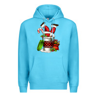 Ocean Blue Santa claus in a coffee cup Premium Hoodie - FaDigitalArtStudio
