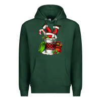 Sports Green Santa claus in a coffee cup Premium Hoodie - FaDigitalArtStudio