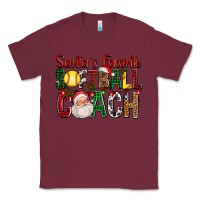 Burgundy Santa's Favorite Softball Coach For Christmas Classic Tee - FaDigitalArtStudio