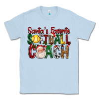 Dusty Blue Santa's Favorite Softball Coach For Christmas Classic Tee - FaDigitalArtStudio