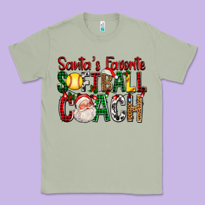 Santa's Favorite Softball Coach For Christmas Classic Tee Designed By Fadigitalartstudio
