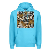 Ocean Blue cowhide leopard seamless pattern Premium Hoodie - HRA Design Shop