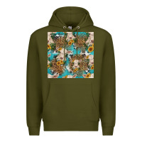 Army Green charolais cow and sunflowers seamless pattern Premium Hoodie - HRA Design Shop