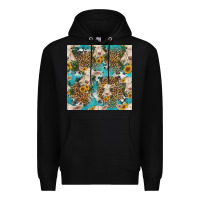Black charolais cow and sunflowers seamless pattern Premium Hoodie - HRA Design Shop