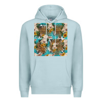 Blue Mist charolais cow and sunflowers seamless pattern Premium Hoodie - HRA Design Shop